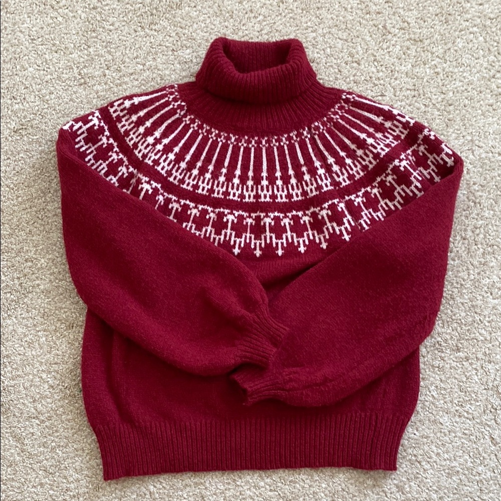 Red and White Turtleneck Sweater